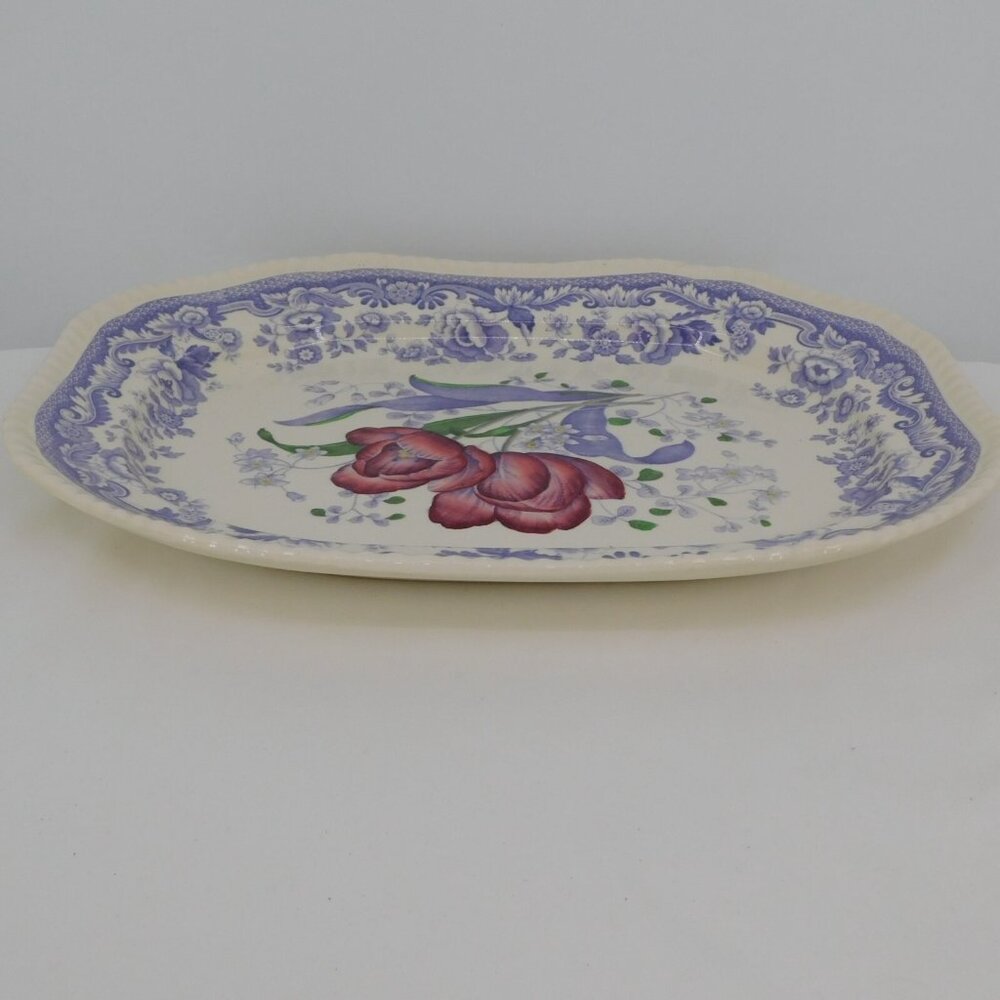 Spode Mayflower Fine China Old Backstamp 15" Oval Serving Platter England VTG - Picture 6 of 11